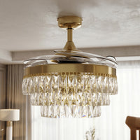 48 Inch Gold Retractable Blade Ceiling Fan
