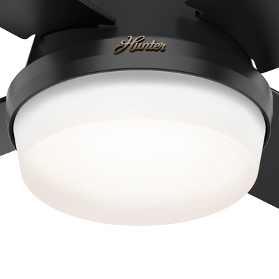44 inch Dempsey Matte Black Low Profile Damp Rated Ceiling Fan with LED Light Kit and Handheld Remote