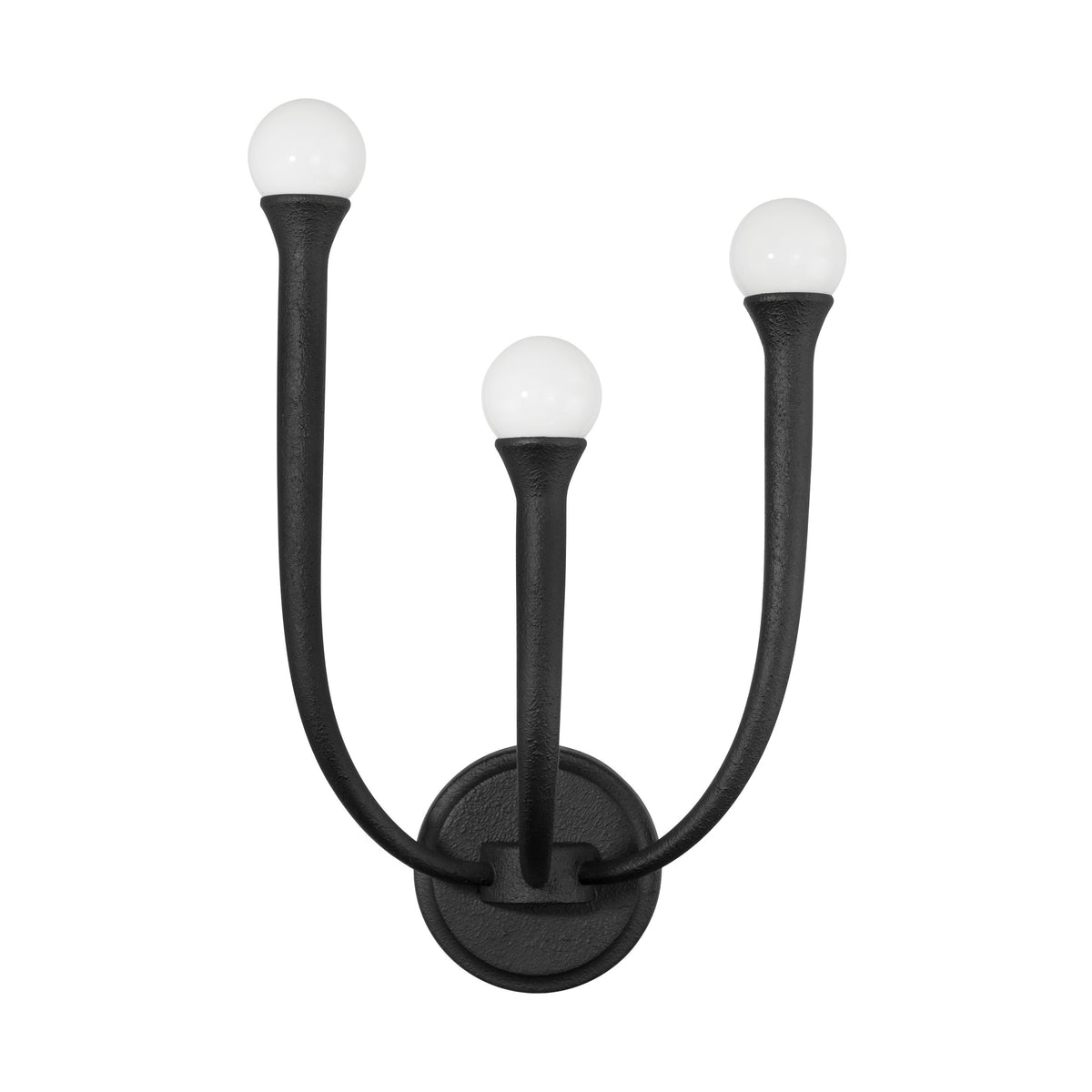 Dahlia 18-inch 3-light Plaster Black Wall Sconce with Opal Glass Shades