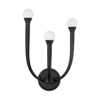 Dahlia 18-inch 3-light Plaster Black Wall Sconce with Opal Glass Shades