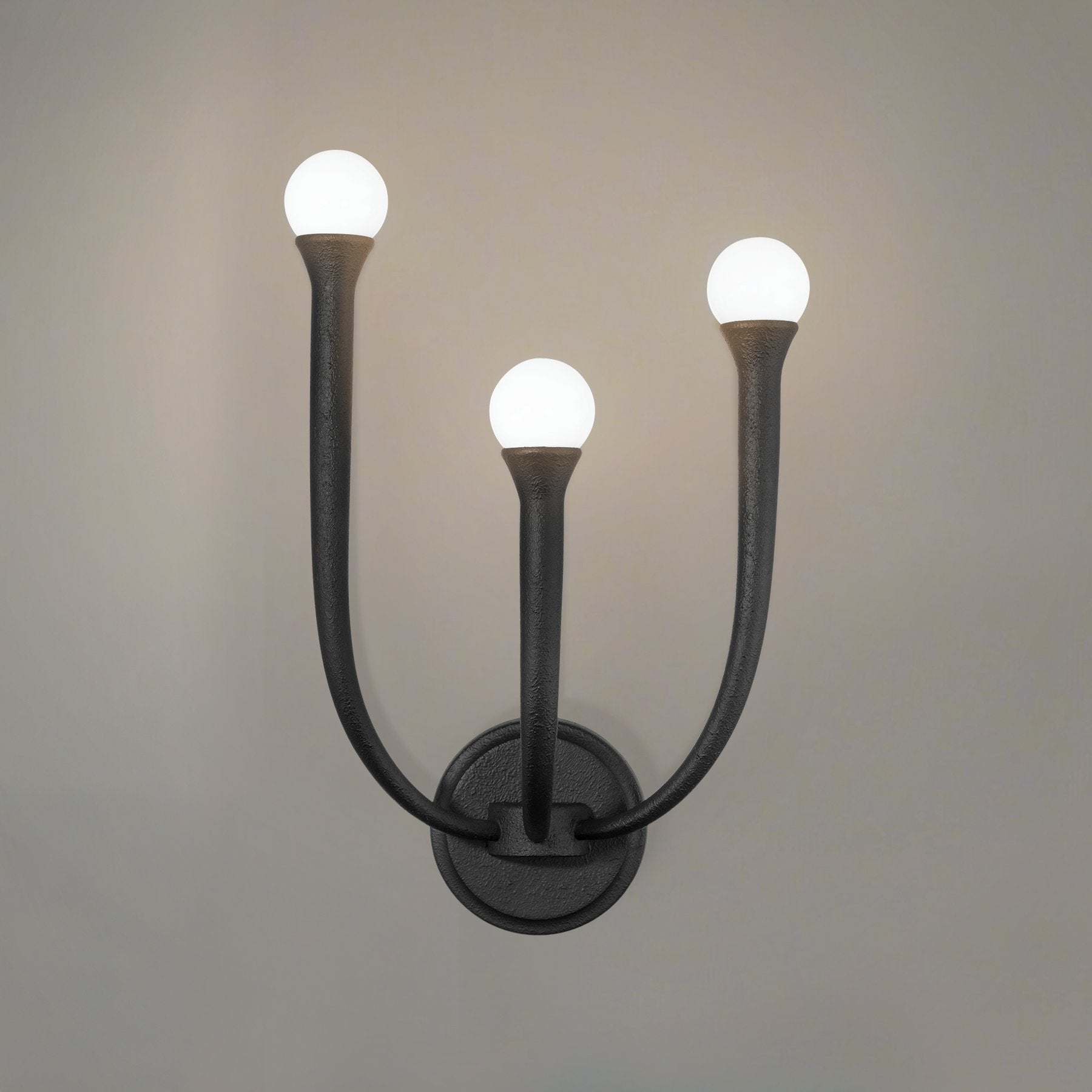 Dahlia 18-inch 3-light Plaster Black Wall Sconce with Opal Glass Shades