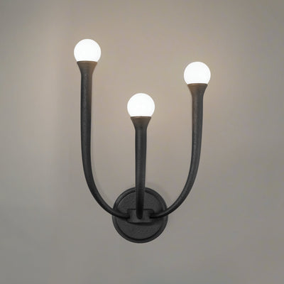 Dahlia 18-inch 3-light Plaster Black Wall Sconce with Opal Glass Shades
