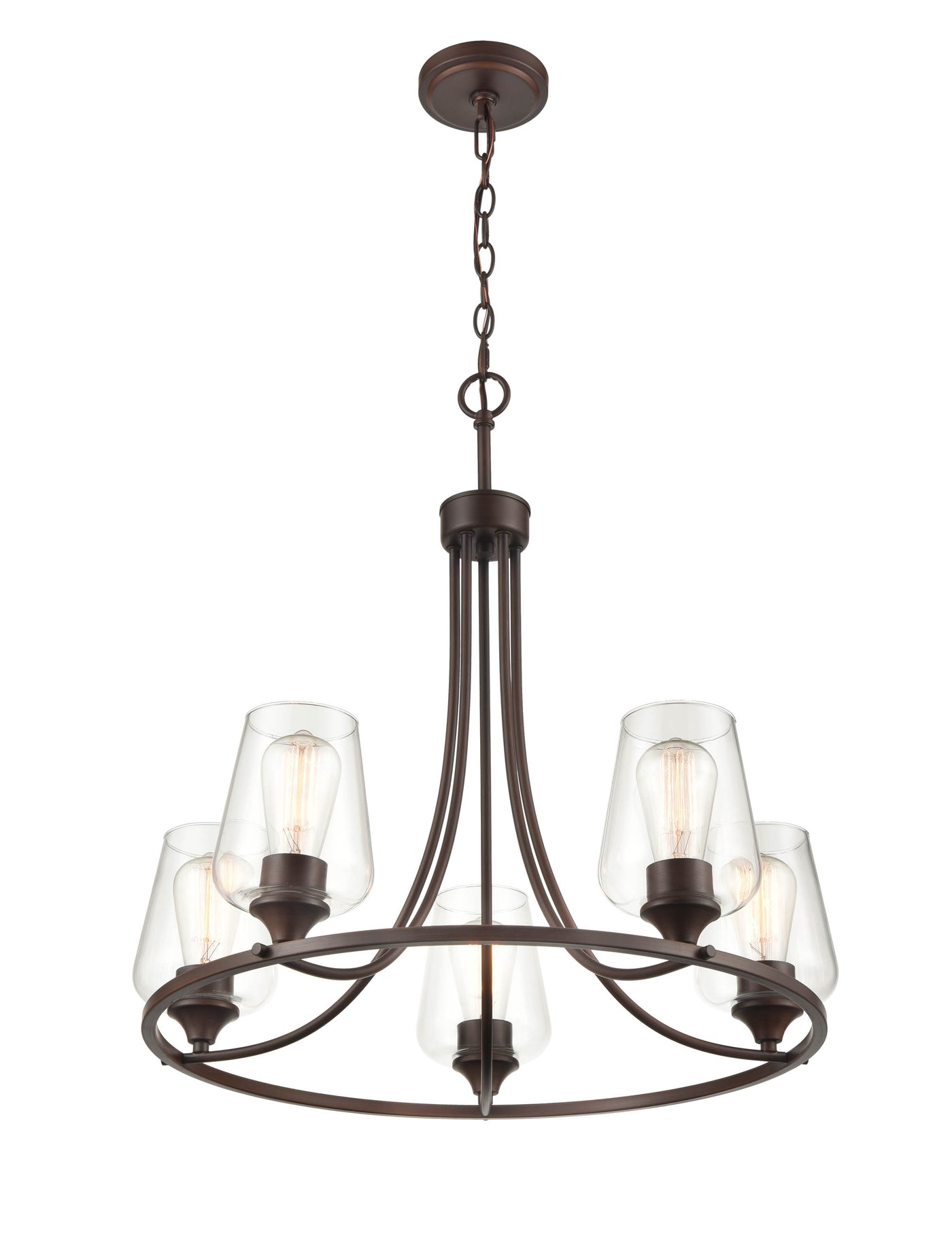 24.75'' Ashford Rubbed Bronze 5 Light Chandelier