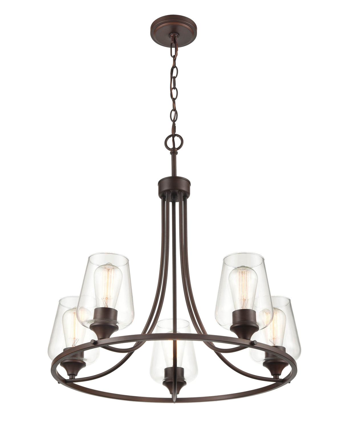 24.75'' Ashford Rubbed Bronze 5 Light Chandelier