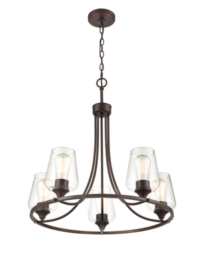 24.75'' Ashford Rubbed Bronze 5 Light Chandelier