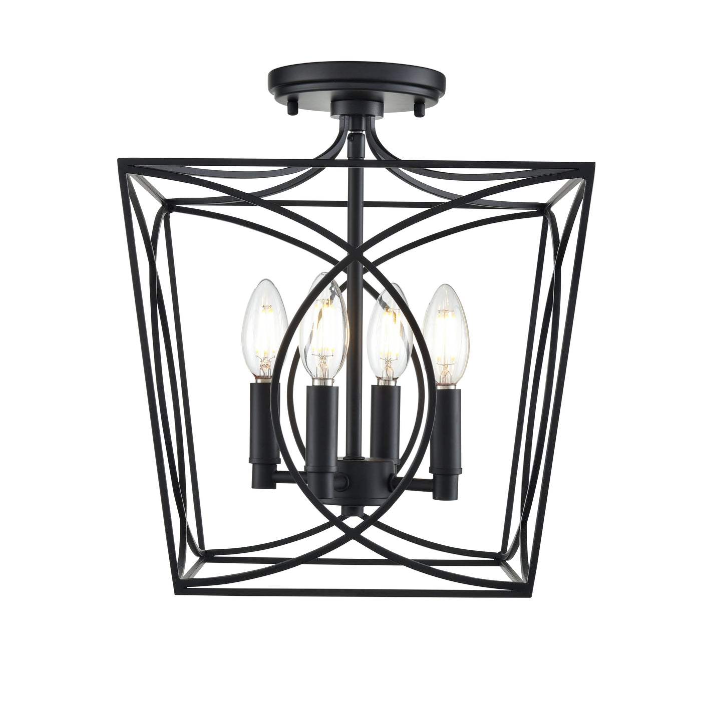 14'' Tracy Matte Black 4 Light Semi-Flush Mount