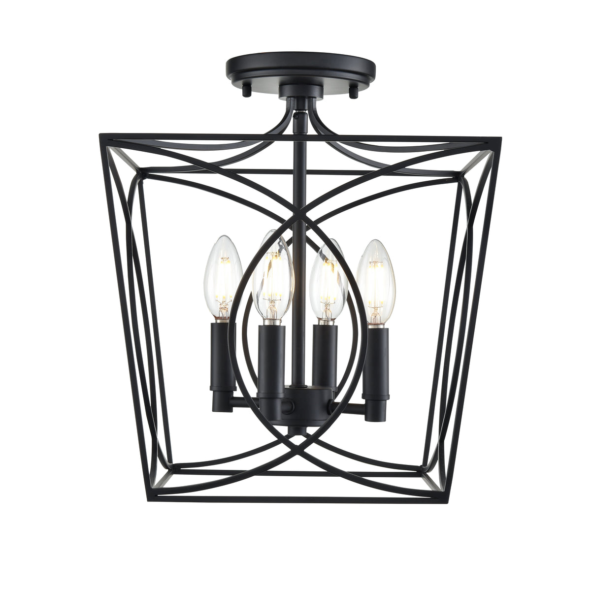 14'' Tracy Matte Black 4 Light Semi-Flush Mount