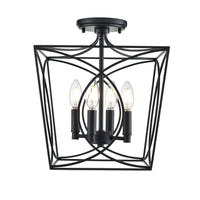 14'' Tracy Matte Black 4 Light Semi-Flush Mount