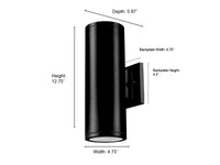 12.75-inch Vegas Powder Coated Black 2-Light Outdoor Wall Sconce