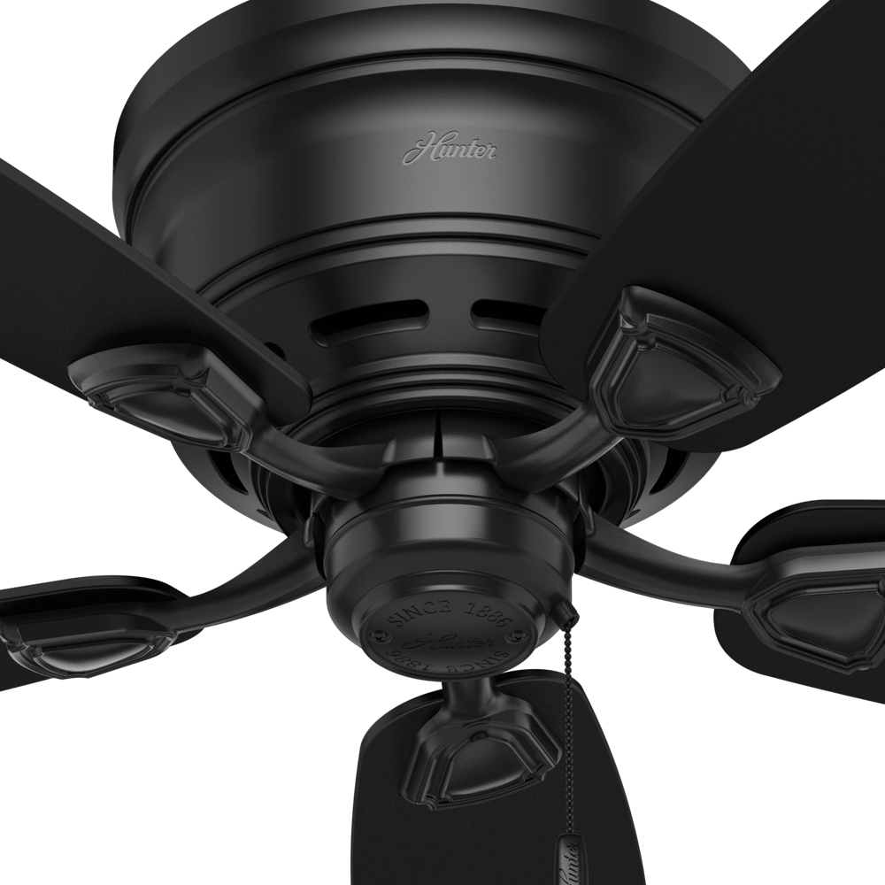 48 inch Sea Wind Matte Black Low Profile Damp Rated Ceiling Fan and Pull Chain