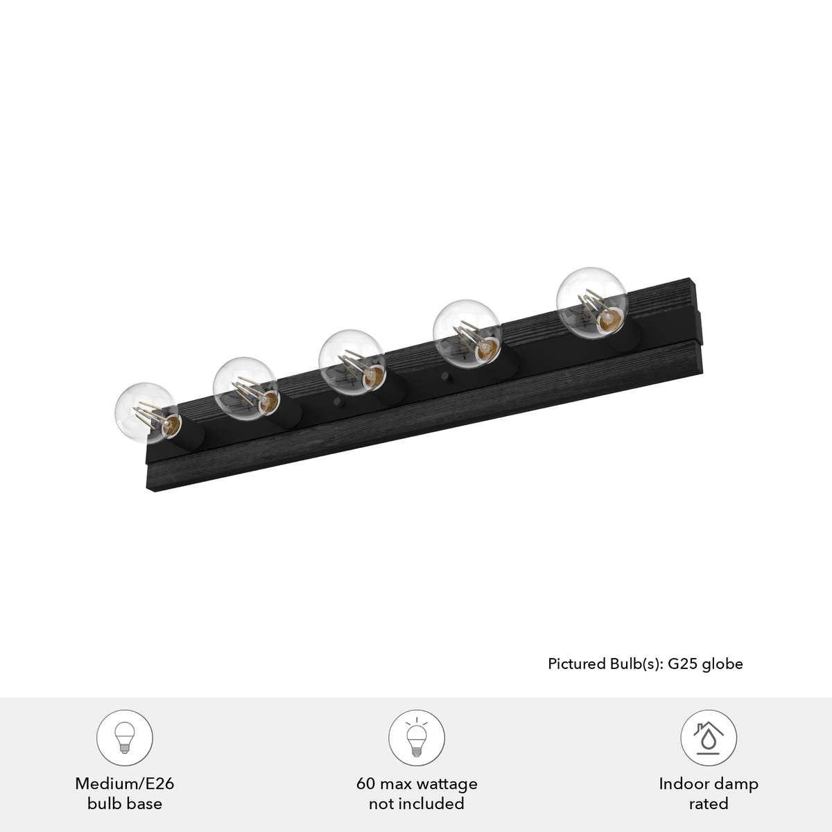 Donelson 30.25-inch 5-light Natural Black Iron and Dark Ash Vanity Light