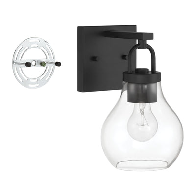 Mansfield 6-inch 1-light Matte Black Vanity Light with Clear Glass Shade