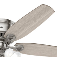 52 inch Builder Brushed Nickel Low Profile Ceiling Fan with LED Light Kit