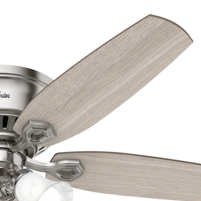 52 inch Builder Brushed Nickel Low Profile Ceiling Fan with LED Light Kit