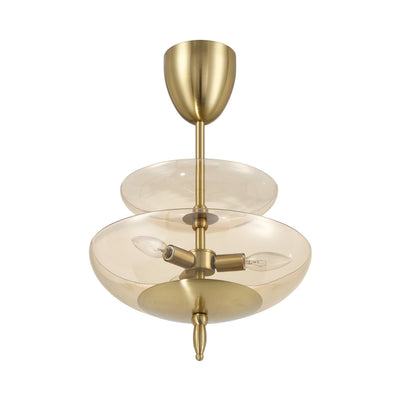 Fiorello 14-inch 3-light Brushed Gold Convertible Pendant with Smoked Amber Glass Shades