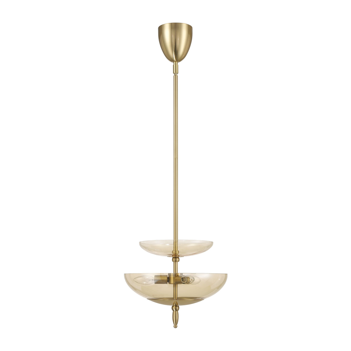 Fiorello 14-inch 3-light Brushed Gold Convertible Pendant with Smoked Amber Glass Shades