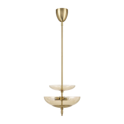 Fiorello 14-inch 3-light Brushed Gold Convertible Pendant with Smoked Amber Glass Shades