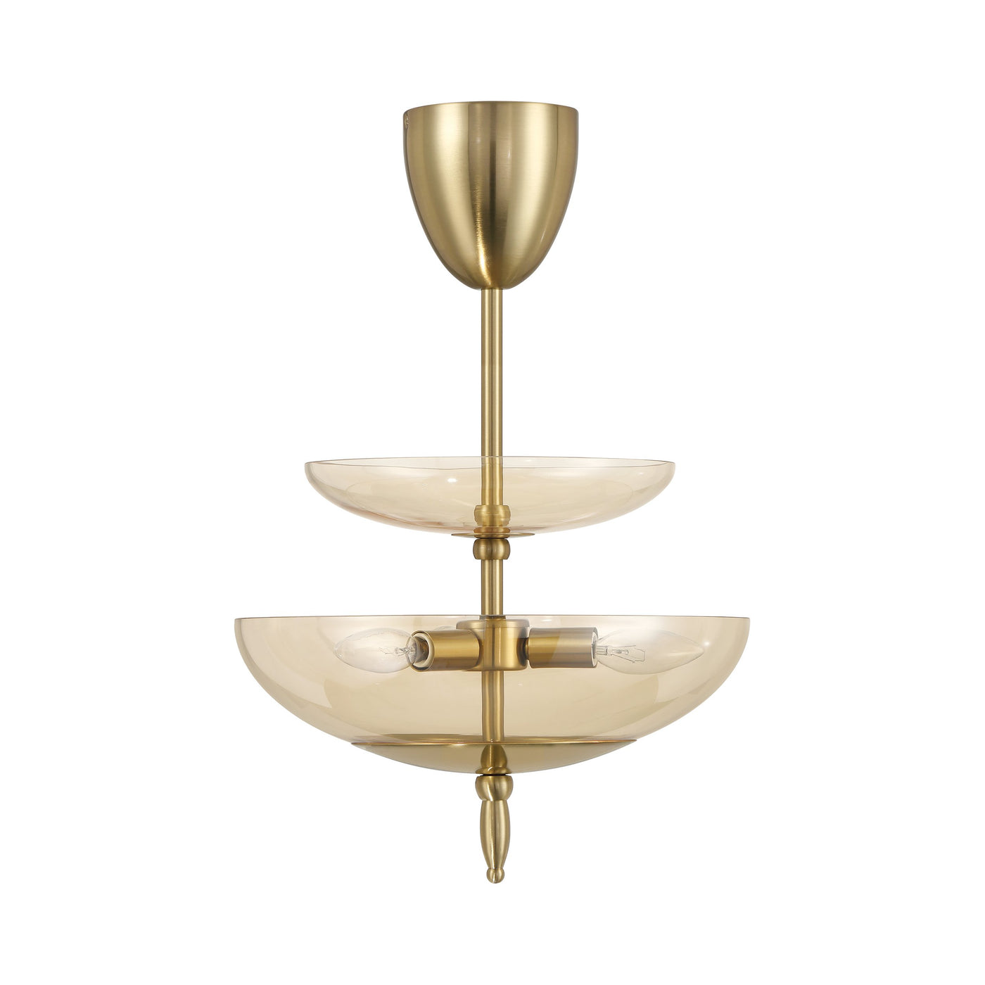 Fiorello 14-inch 3-light Brushed Gold Convertible Pendant with Smoked Amber Glass Shades