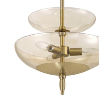 Fiorello 14-inch 3-light Brushed Gold Convertible Pendant with Smoked Amber Glass Shades
