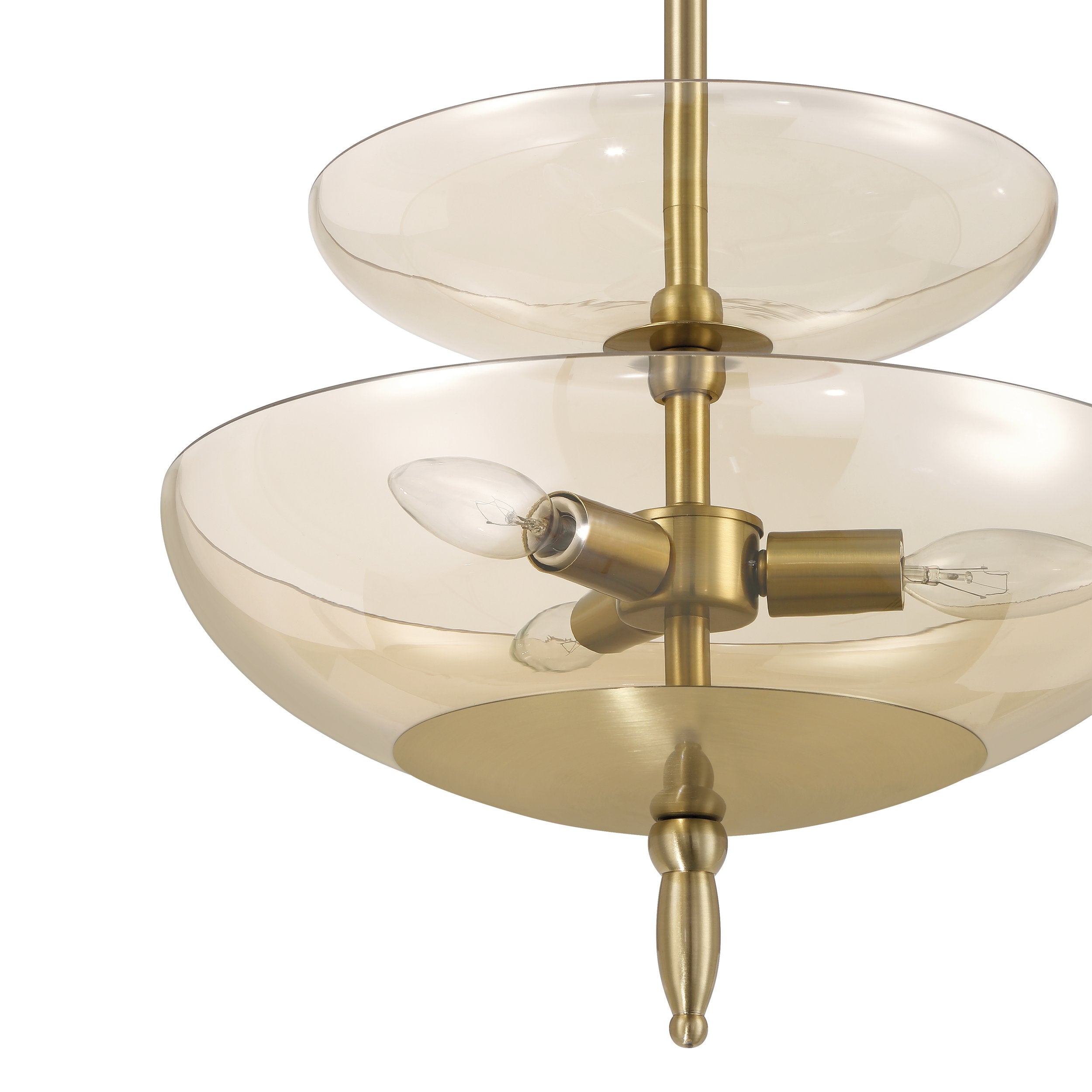 Fiorello 14-inch 3-light Brushed Gold Convertible Pendant with Smoked Amber Glass Shades