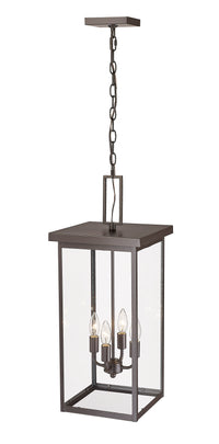 27-inch Barkeley Powder Coated Bronze 4-Light Outdoor Hanging Lantern with Clear Glass