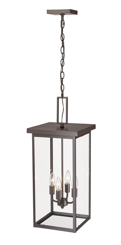 27-inch Barkeley Powder Coated Bronze 4-Light Outdoor Hanging Lantern with Clear Glass