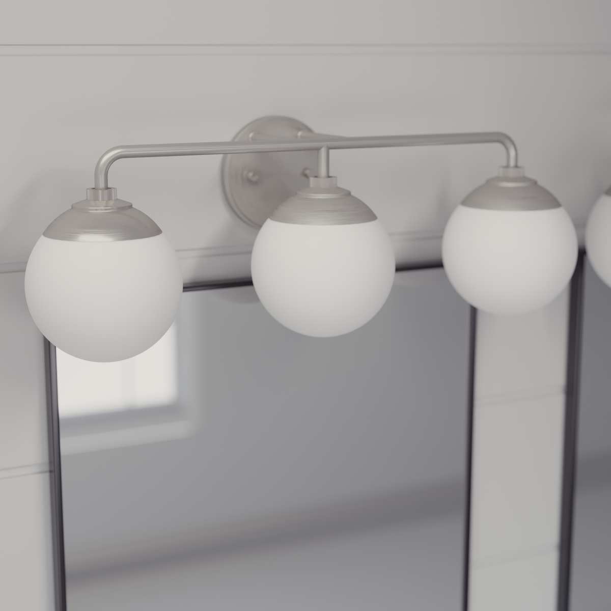 Hepburn 25-inch 3-light Brushed Nickel Vanity Light with Cased White Glass