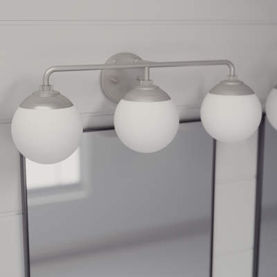 Hepburn 25-inch 3-light Brushed Nickel Vanity Light with Cased White Glass