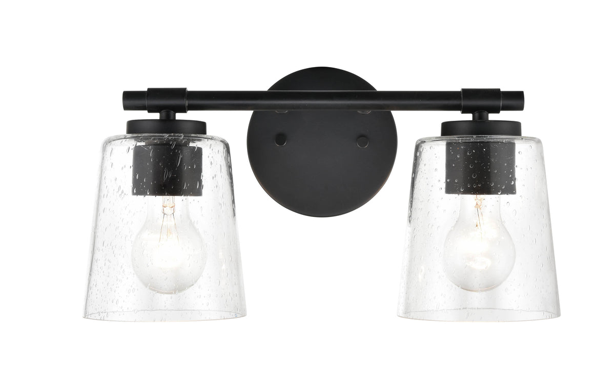 15''  Matte Black 2 Light Bath Vanity