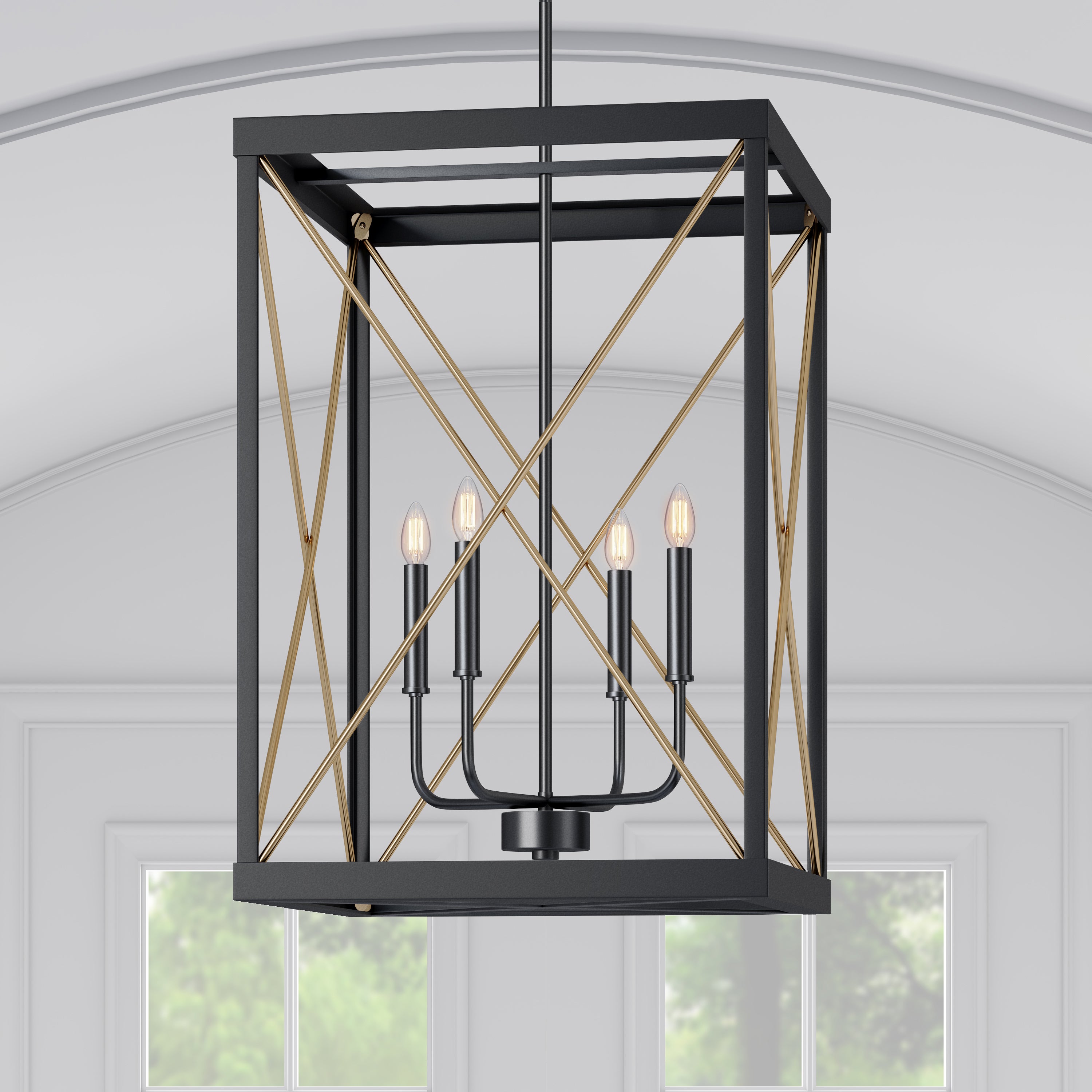 26.12'' Terni Matte Black/Painted Modern Gold 4 Light Pendant