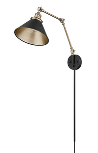 10'' Edward Matte Black/Vintage Brass 1 Light Swing Arm Sconce