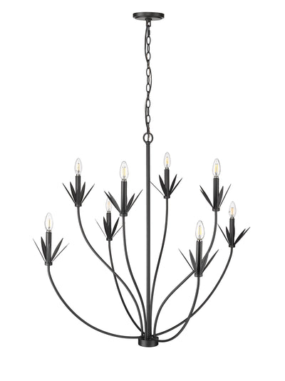 37'' Primrose Matte Black 8 Light Chandelier