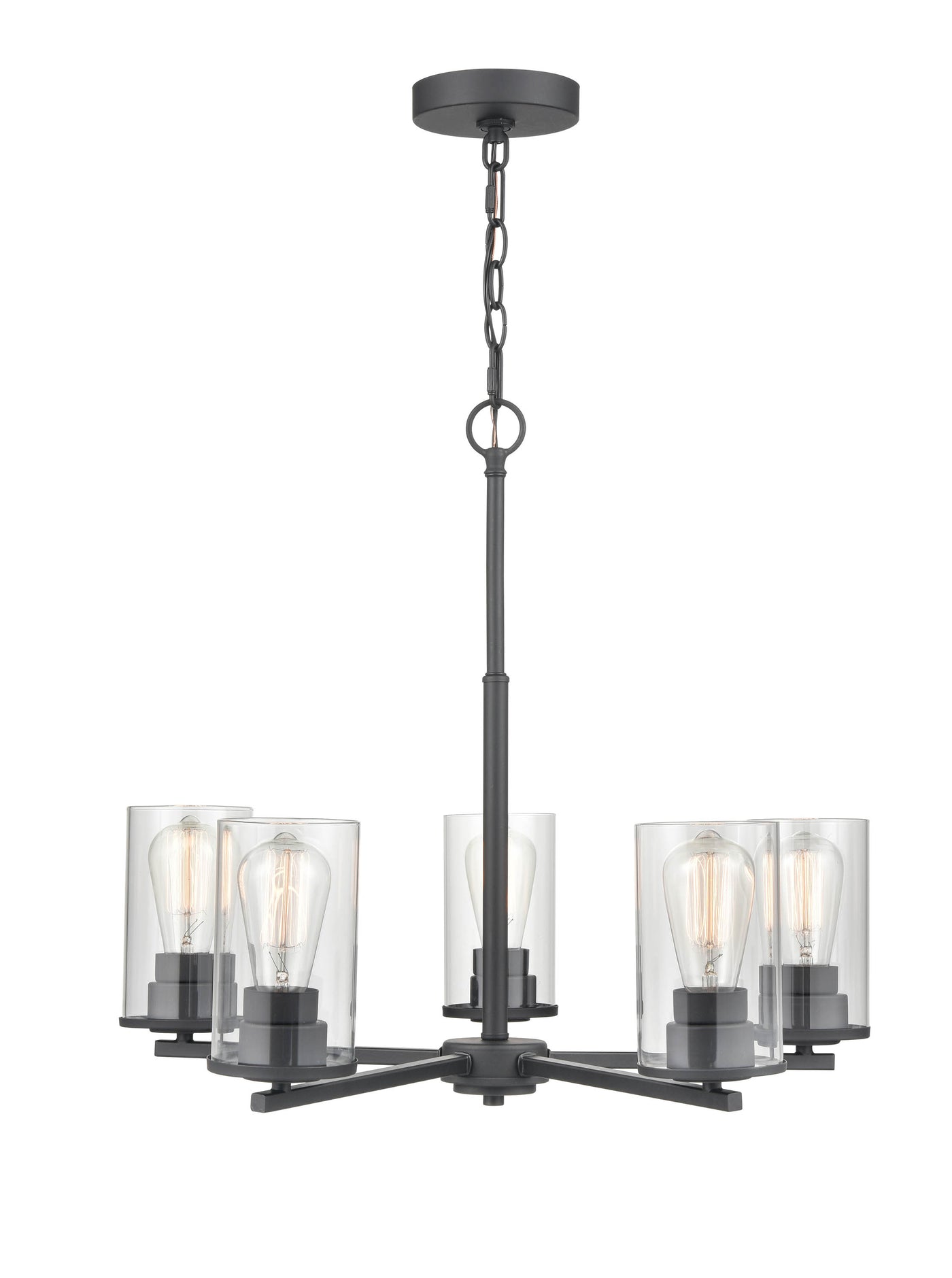 24-inch Verlana Matte Black 5-Light Clear Glass Chandelier