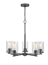 24-inch Verlana Matte Black 5-Light Clear Glass Chandelier