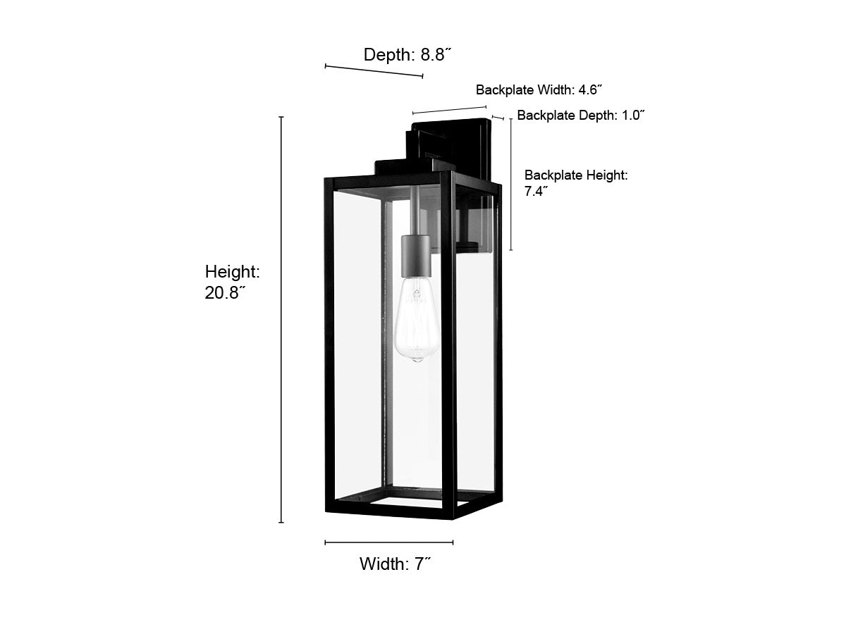 7'' Atless Powder Coated Black 1 Light Lantern