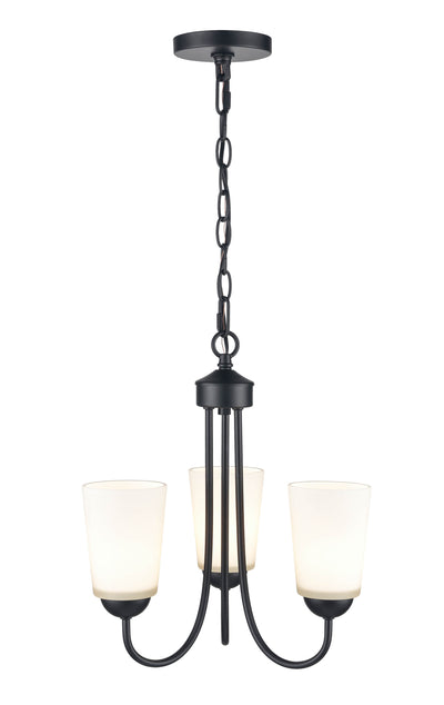 15.5'' Ivey Lake Matte Black 3 Light Chandelier