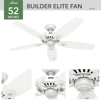 52 inch Builder Snow White Ceiling Fan and Pull Chain