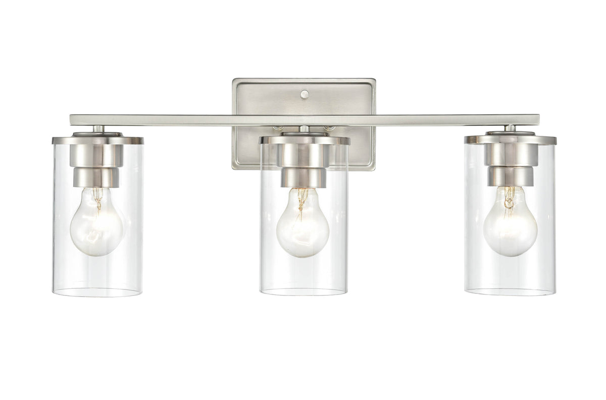 22-inch Verlana Brushed Nickel 3-Light Clear Glass Bathroom Vanity Light