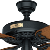 52 inch Original Matte Black Damp Rated Ceiling Fan and Pull Chain