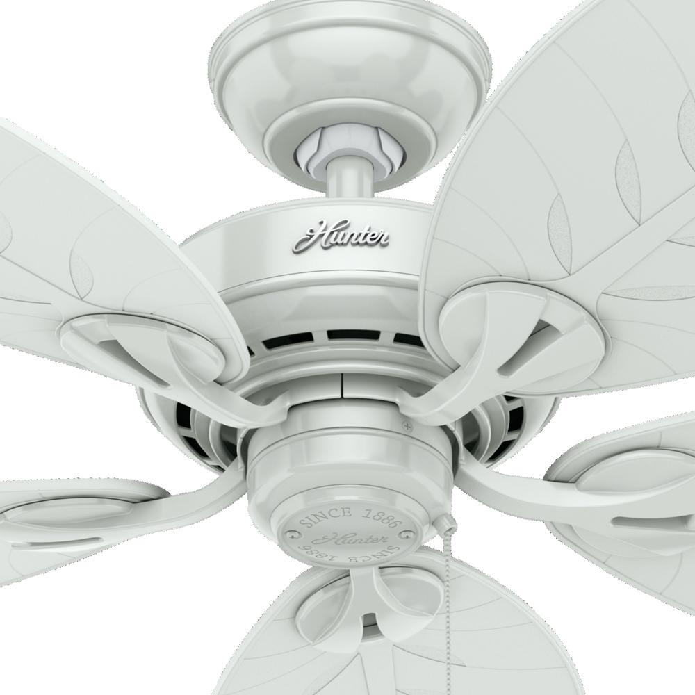 54 inch Bayview White Damp Rated Ceiling Fan and Pull Chain