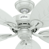 54 inch Bayview White Damp Rated Ceiling Fan and Pull Chain