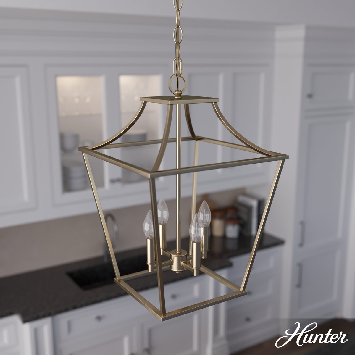 Laurel Ridge 15-inch 4-light Alturas Gold Lantern Pendant