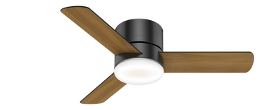 44 inch Minimus Matte Black Low Profile Ceiling Fan with LED Light Kit and Handheld Remote