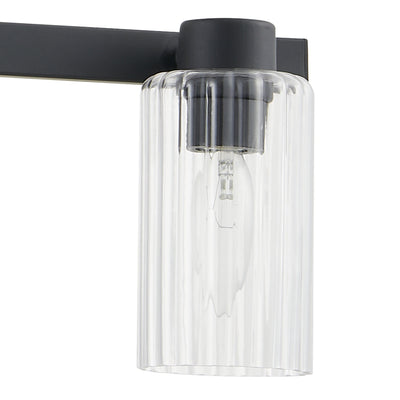 Bedminster 30-inch 4-light Matte Black Vanity Light with Clear Ribbed Glass Shades