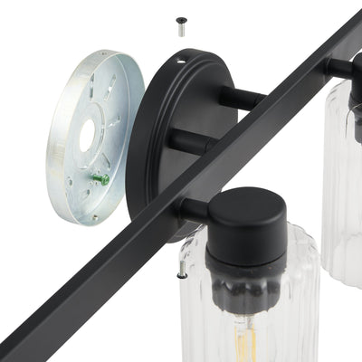 Bedminster 30-inch 4-light Matte Black Vanity Light with Clear Ribbed Glass Shades