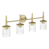 Andrea 32-inch 4-light Champagne Gold Vanity Light with Clear Ribbed Glass Shades