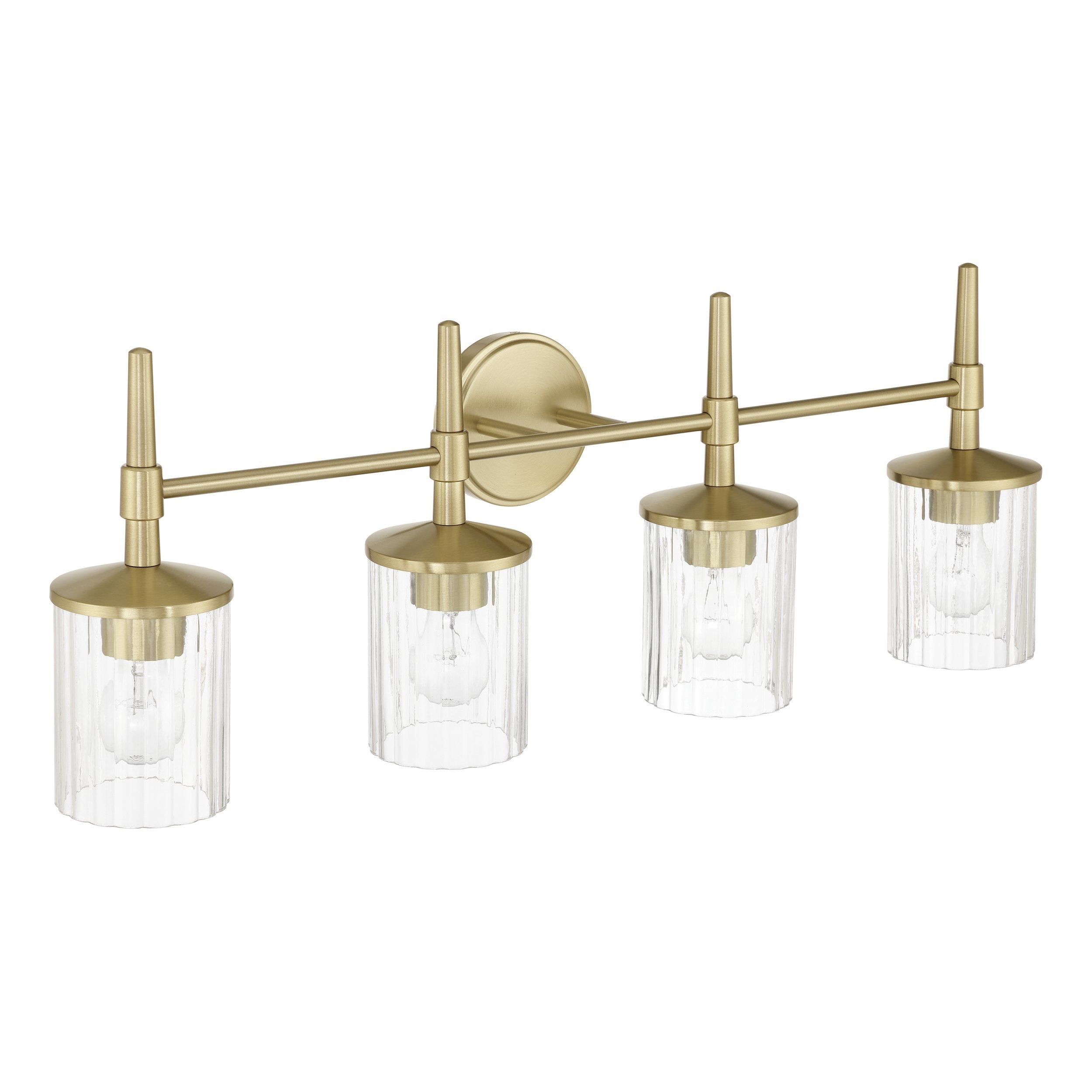 Andrea 32-inch 4-light Champagne Gold Vanity Light with Clear Ribbed Glass Shades