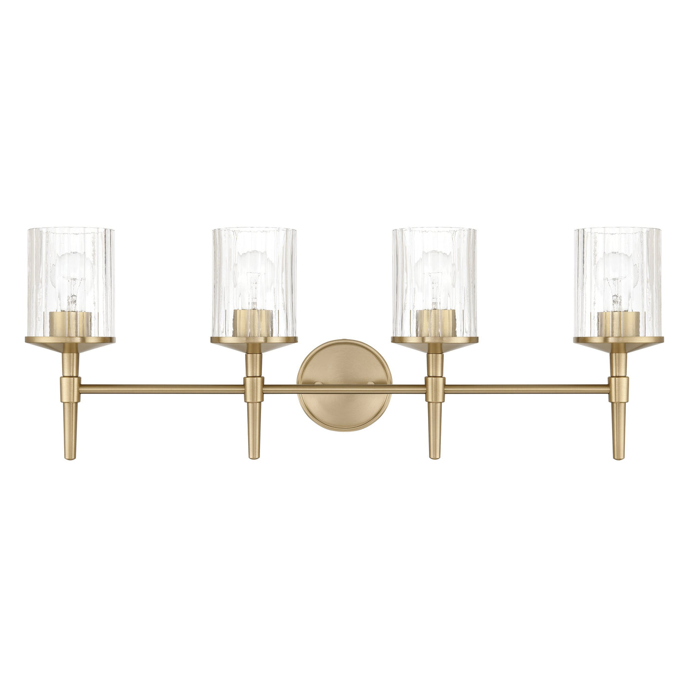Andrea 32-inch 4-light Champagne Gold Vanity Light with Clear Ribbed Glass Shades