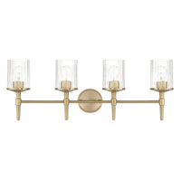 Andrea 32-inch 4-light Champagne Gold Vanity Light with Clear Ribbed Glass Shades