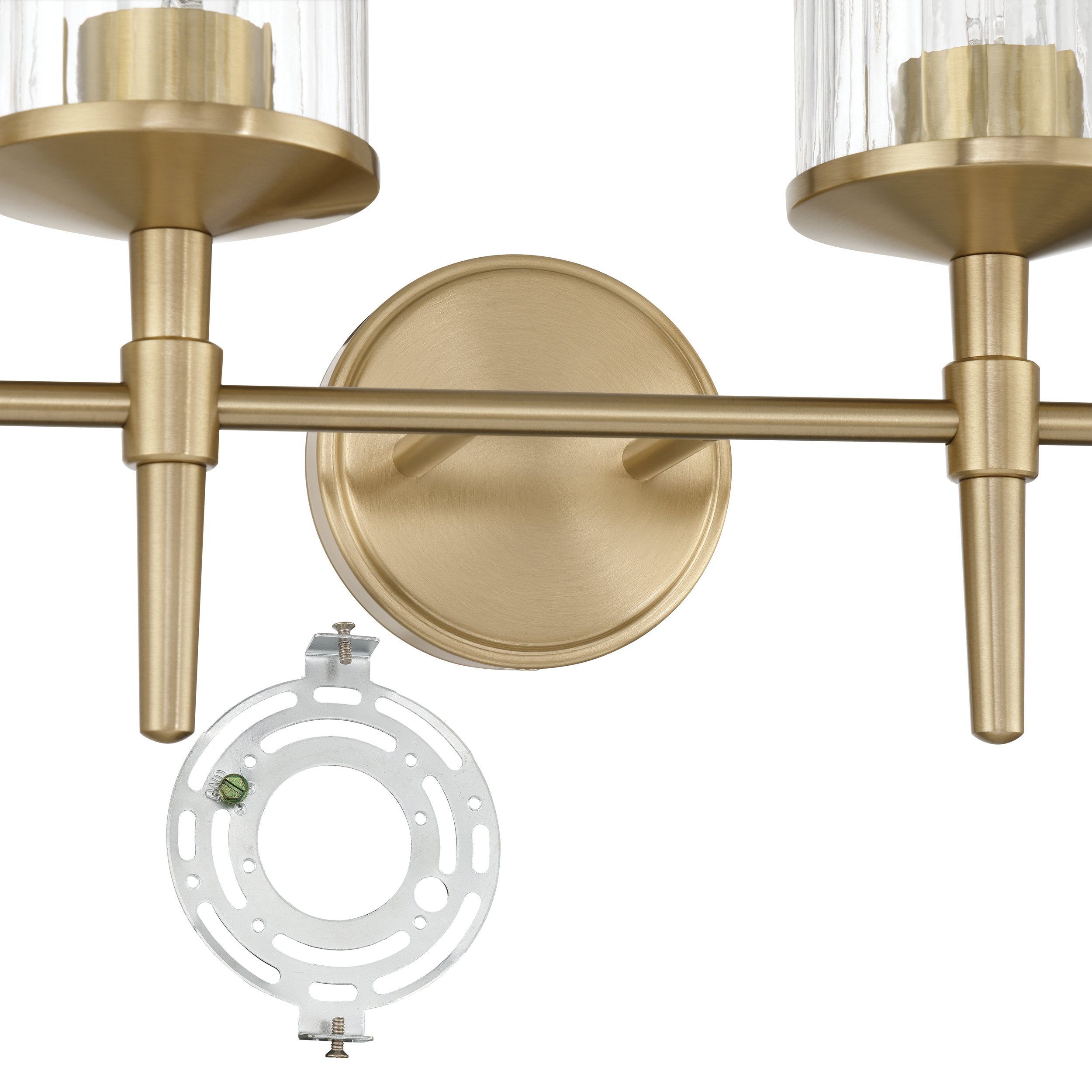Andrea 32-inch 4-light Champagne Gold Vanity Light with Clear Ribbed Glass Shades